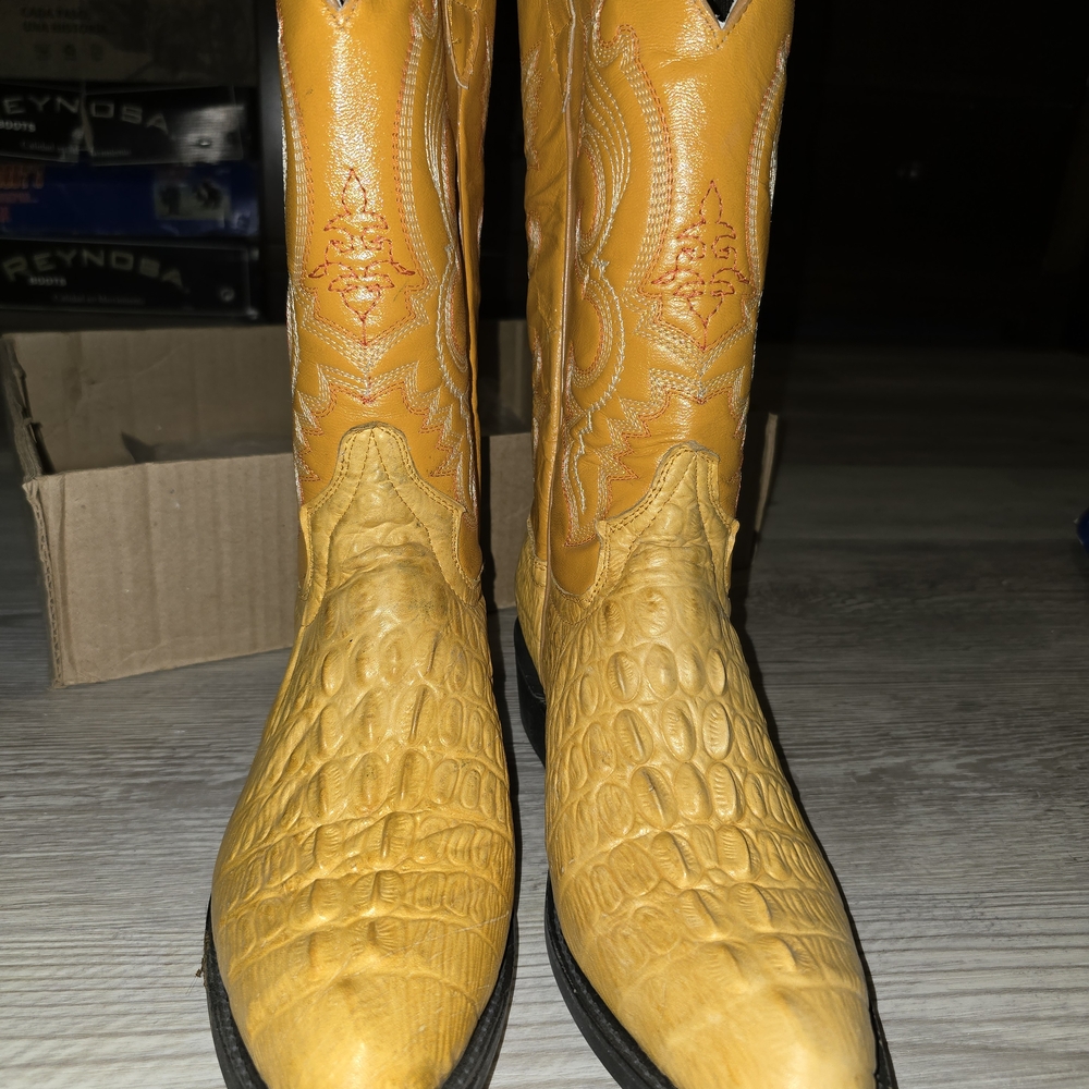 Golden Crocodile Western Cowboy Boots
